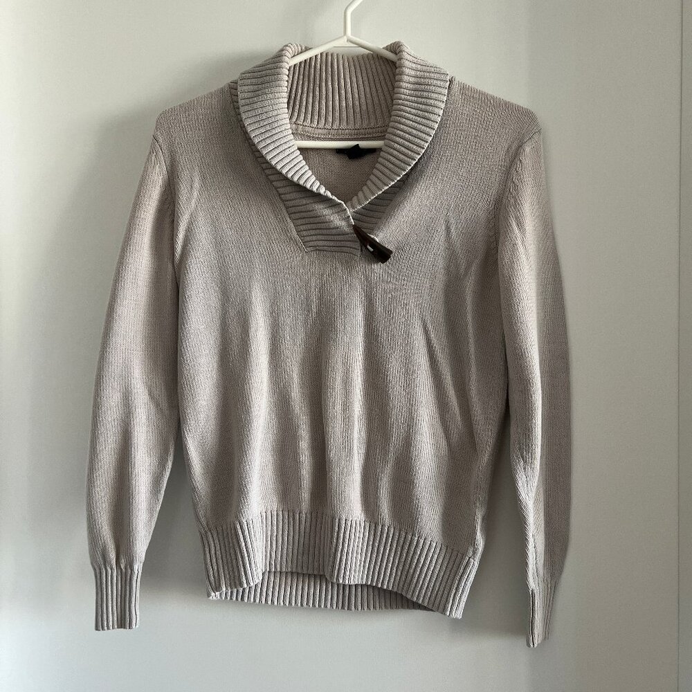 2for$30🏷Tommy Hilfiger Oatmeal Shawl Collar Pullover Knit Sweater
